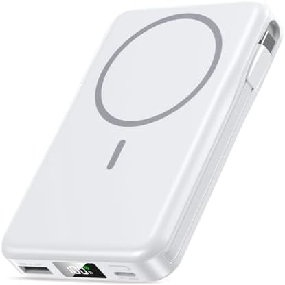 Magnetic 10000 m Ah Portable Power Bank with Built-in Cable – 5-in-1 Fast Charger for i Phone 16/15/14/13 Pro/Pro Max & Samsung – Ultimate Compatibility & Quick Charging Solution for On-the-Go Users