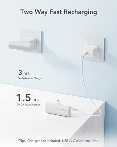 Ultra-Compact 5000 m Ah Power Bank for i Phone 16/15 & Samsung Galaxy S24 – 20 W PD Fast Charging Mini Charger for On-the-Go Efficiency, Pocket-Sized Battery Pack with USB-C Connectivity for Rapid Recharges and Enhanced Compatibility – Perfect for Travel and Everyday Use