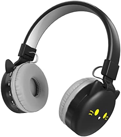Safe and Fun Black Cat Wireless Over-Ear Headphones for Kids Aged 3-12 – 85 d B Volume Limiter, 30-Hour Playtime, Bluetooth 5.0, FM Radio & TF Card Support – Exceptional Audio Experience for Young Listeners with Ultimate Safety Features
