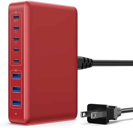 Revolutionary 300 W Ga N IV Technology USB-C Charging Hub – 8-Port Multi-Device Charger for Mac Book Pro/Air, DELL Laptops, i Phone 16/15/14 & Galaxy S25 – Sleek Navy Finish for Enhanced Home & Office Efficiency – Your Premier Solution for Rapid Device Power and Seamless Connectivity