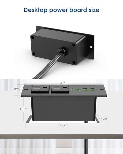 Recessed Power Strip with USB C PD Fast Charging – 30 W Flush Mount Desk Outlet for Space-Saving Convenience, 2 AC Outlets & 2 USB Ports, 6 ft Cord, Ultra Thin Flat Plug for Tidy Workspaces – Perfect for Home Offices and Multi-Device Charging Solutions