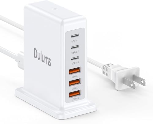 50 W Dual Type C Fast Charging Power Adapter 2-Pack – High-Performance USB-C Charger for i Phone, Samsung, i Pad, and Nintendo Switch – 5-Port Multi-Device Charger for Home and Travel – Compact, Safe, and Reliable Charging Solution