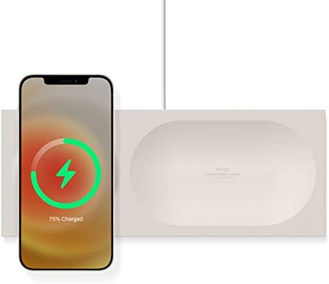 elago Premium Mag Safe Charging Tray: Streamline Your Charging Experience for i Phone 16/15/14/13/12 & Air Pods – Stylish Stone Finish Wireless Station for Home & Office – Durable Non-Slip Design Ensures Device Stability – Customize with Your Own Cable for a Personalized Touch