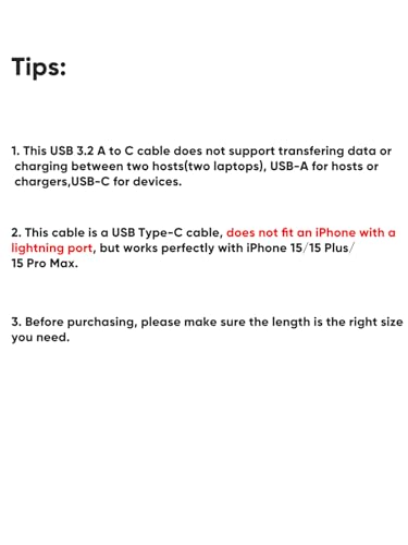 Ultimate 10 Gbps USB A to USB C Cable – 5 ft High-Speed Connector for Rapid Data Transfer & Charging, Optimized for i Phone 15/16+, Galaxy S24/S23+, Android Auto – Durable Nylon Braided Design for Effortless Travel and Daily Use
