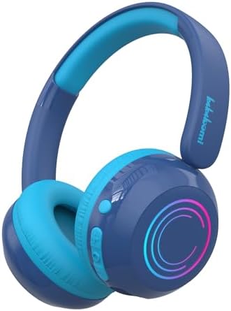 Vibrant LED Bluetooth Headphones for Kids – Lightweight, Hearing-Safe Design with Adjustable Volume Limits, Built-in Microphone, and Ultimate Comfort for School, Travel, and Home – Compatible with Tablets and Smartphones