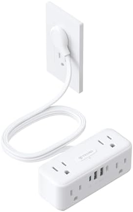 Elevate Your Charging Experience with the TROND 20 W USB C Surge Protector Power Strip – 5 ft Flat Plug Extension Cord Featuring 6 Outlets, 4 Rapid USB Ports, 900 Joules Protection, 3-Sided Design, Mountable for Optimal Space Utilization – Ideal for Home, Office, and Travel Efficiency