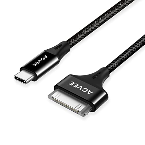 AGVEE 6 ft USB-C to 30 Pin Adapter Cable – Dual Pack for i Phone 4/4 S, i Pad 1/2/3, i Pod | Braided Metal Shell, Reliable Charging & Fast Data Transfer | Durable and Tangle-Free Connectivity Solution for Vintage Apple Devices