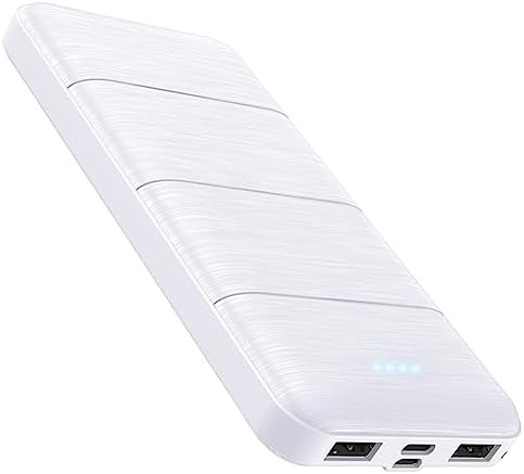High-Capacity 15,000 m Ah Portable Charger Power Bank – Dual USB Fast Charging for Smartphones & USB Devices – Compact White Design with Safety Features for On-the-Go Power Solutions