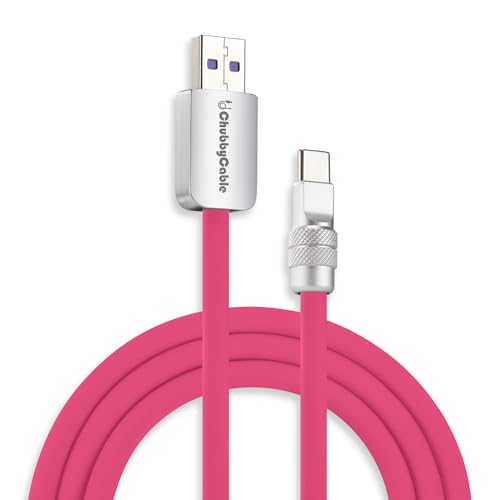 Chubbycable Chubby 2.0 Premium Fast Charging Cable – 240 W Power Delivery, 4.9 ft Type-C to Type-C Silicone Cord, Tangle-Free Design in Eye-Catching Red for Optimal Data Transfer and Enhanced Durability