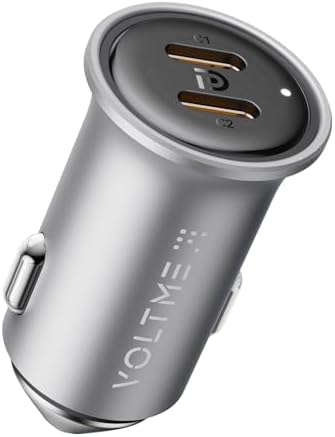 VOLTME 30 W USB C PD 3.0 Car Charger – Fast Charging Dual Port Adapter for i Phone 14/13/12/11 Pro Max, Samsung Galaxy S23/S22/S21, and More – Sleek Navy Blue Design for Universal Compatibility and Efficient Power Delivery on the Go