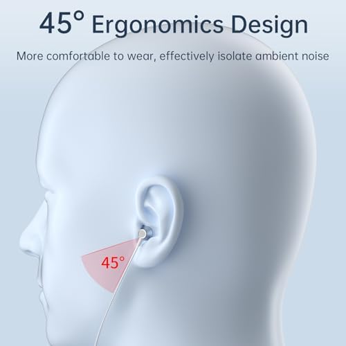 Viken Wired Earbuds with Microphone and Volume Control – Premium Heavy Bass Stereo Earphones for Noise Isolation – Universal 3.5 mm Jack Compatibility for i Pad, Laptop, MP3, and Phones – Ergonomic In-Ear Headset for Enhanced Sound Quality and Comfort