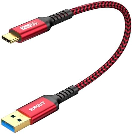 SUNGUY USB C Android Auto Cable 1FT[5Pack], 10Gbps USB C 3.1 Gen2 USB A to USB C Data Transfer Cable, 3A Fast Charging USB Type C Cord for iPhone 16 15 Pro/Pro Max/Plus, Samsung Galaxy S24, Pixel – Enhanced Compatibility and Speed