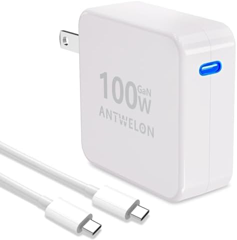 100 W GAN III USB-C Wall Charger with PD3.0 – High-Speed Compact Power Adapter for Mac Book Pro, i Pad Pro, Galaxy S23/S22, and More – Includes 6.6 Ft USB-C Cable for Ultimate Flexibility – Advanced Safety Features for Rapid, Reliable Charging