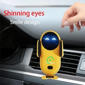 Stylish Wireless Car Charger with Auto-Clamping Fast Charging – Sleek Blue Phone Mount for i Phone, Samsung & Android – Dashboard & Air Vent Versatility for Safe, One-Handed Operation