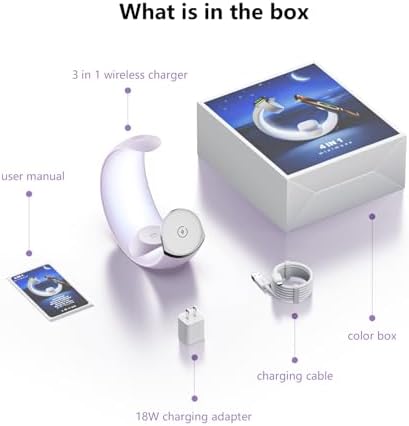 Ultimate 3-in-1 Magnetic Wireless Charging Station for Apple Devices – Fast Charge Your i Phone 16/15/14/13/12/11, Apple Watch Series & Air Pods 4 with RGB Night Light – Enhanced Safety & Intelligent Charging Technology – Artful Design for Home and Office Aesthetics