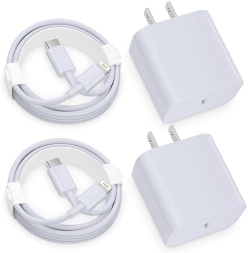 Pink Power Duo: 20 W PD USB-C Fast Charging Set with Dual 6 FT MFi-Certified Cables – High-Efficiency Charging Solution for i Phone 14, 13, 12, 11 Pro/Pro Max/Xs/XR/X – Stylish, Safe, and Versatile Power Accessory for Home, Office, and Travel