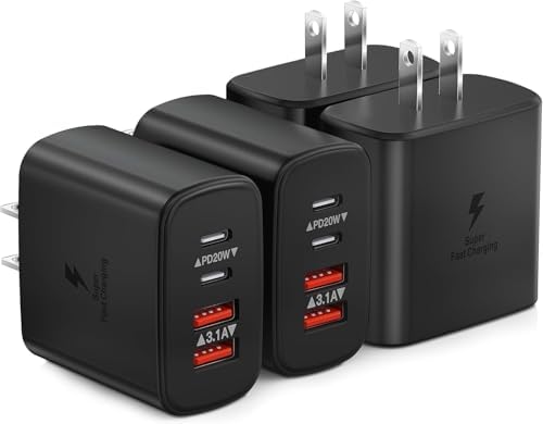 Dual-Pack 40 W USB C Charger Block – Fast Charging Power Adapter with 4 Ports for i Phone, Samsung, and i Pad – High-Speed Multi-Device Charging Solution with Enhanced Compatibility and Portability – Perfect for Home, Office, and Travel