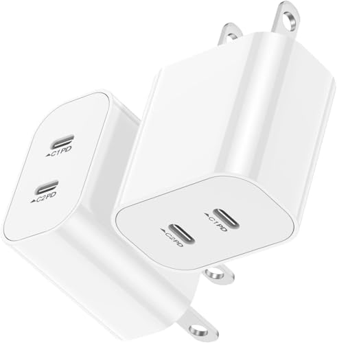 High-Speed USB C Dual Port Charger Block – 2-Pack Type C Wall Charger for i Phone 16/15/14/13/12/11 & i Pad – Fast Charging, Compact Design, Universal Compatibility, Built-in Safety Features for Efficient Power Delivery