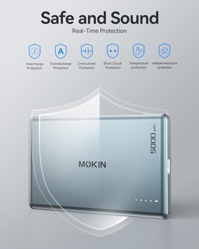 Ultra Slim 5000 m Ah Magnetic Power Bank for i Phone 16, 15, 14, 13, 12 – Qi2 Certified Portable Charger with 20 W PD Fast Charging & 15 W Wireless Capability – Lightweight Design for Effortless On-the-Go Charging – Advanced Safety Features for Device Protection