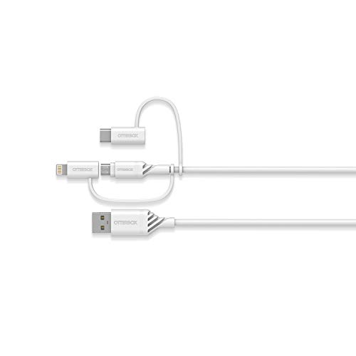 Versatile Otter Box 3-in-1 Charging Cable – USB-A to Micro-USB, Lightning & USB-C in Cloud Dream – Durable, Fast, and Tangle-Free for All Your Device Needs
