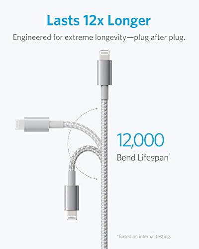 Anker 6 ft Durable Double-Braided Nylon Lightning Cable – Apple MFi Certified for Fast Charging and Data Transfer with i Phone and i Pad Compatibility – Premium Quality Accessory for Reliable Performance (Black)