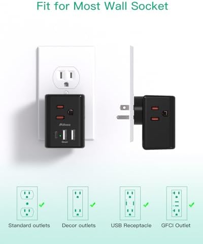Dual USB Wall Charger & Multi-Plug Outlet Extender – 2 Pack Travel Power Strip for Easy Charging on Cruises & Hotels, ETL Listed, Compact & Lightweight Design for Ultimate Portability