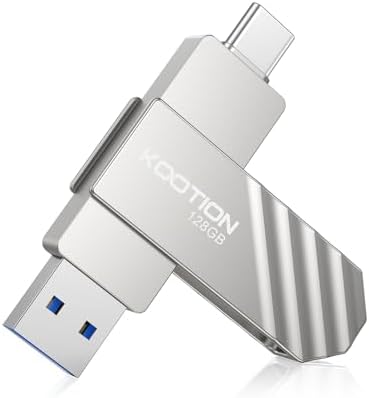 KOOTION 128 GB USB-C Flash Drive – Lightning Fast 450 MB/s Data Transfer, Dual OTG Design for i Phone 15/16 & USB Devices, Durable Metal Swivel Construction for Ultimate Portability and Style