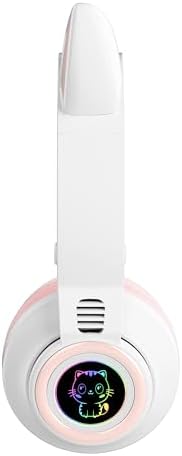 Adorable LED Cat Ear Bluetooth Headphones for Kids – Safe 85 d B Volume Limiting, Foldable Wireless Design with Built-in Microphone and FM Radio, Perfect for Music, Learning, and Play – Available in Charming Pink and White Variants for a Fun Listening Adventure