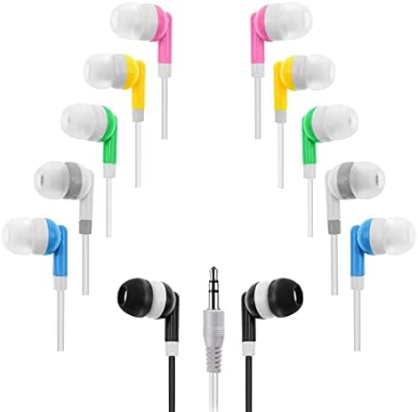Vibrant 25 Pack Kids Wired Earbud Headphones – Disposable, Individually Bagged, Perfect for Classroom Use and School Libraries – Cost-Effective Bulk Solution with Enhanced Device Compatibility and Comfort for Young Learners