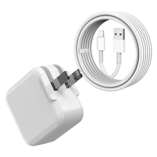 Ultimate 10-Foot Fast Charging Duo for i Pad & i Phone – Dual 12 W Foldable Travel Chargers with Extra Long USB to Lightning Cables – Perfect for Travelers Seeking Enhanced Compatibility and Portability
