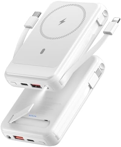 Ultra-Fast Magnetic Power Bank 12000 m Ah for Mag Safe Devices – Wireless Charger with Built-In Cables for i Phone 16 Series, 22.5 W Rapid Charging for On-the-Go Convenience and Seamless Compatibility with i Phone 15/14/13/12 Models – Sleek, Durable Design for Effortless Power Solutions