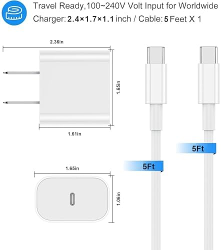 Rapid Charge A16 USB-C Wall Charger for Samsung Galaxy A Series – Fast Charging Cable with 5 Ft Cord for Models A05, A15, A25, A35, A55, A06, A16, A26, A36, A56 – Compact Design for Home, Office & Travel – Enhanced Compatibility for Swift Power-ups