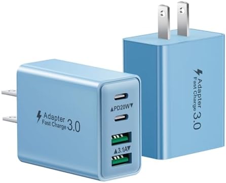 40 W Dual PD Fast Charging 4-Port USB C Charger Block Duo – Universal Compatibility for i Phone 16-11 Pro Max & Samsung Devices – Efficient Multi-Device Power Adapter for Home, Office, and Travel Use