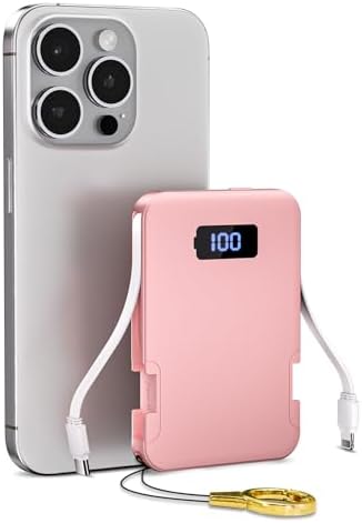 Ultra-Slim 5000 m Ah Portable Charger with Built-in Cables – Travel-Friendly Power Bank for i Phone & Android Devices – Lightweight, Efficient, and Universally Compatible External Battery Pack – High-Speed Charging with Multiple Safety Protections – Perfect for Daily Use and Emergency Power Needs – Ideal for Travelers and On-the-Go Charging Solutions