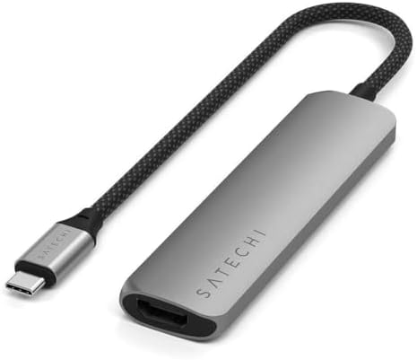 Satechi 4-in-1 USB-C Hub Multiport Adapter – Enhance Your Connectivity with 4 K HDMI Output, Dual USB 3.0 Ports, and a Sleek Black Design for Mac Book & Chromebook Users – Perfect for Remote Work and Media Streaming