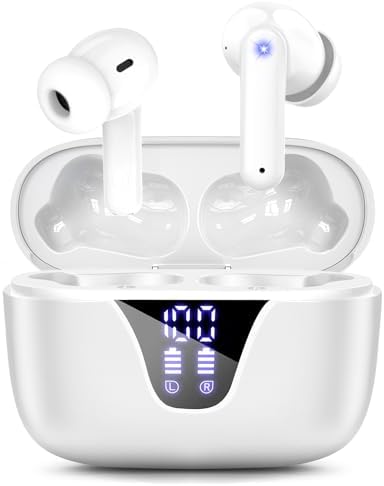 ZIUTY 2025 Wireless Earbuds – 50-Hour Playtime Bluetooth 5.3 Headphones with Deep Bass for HD Stereo Sound, IPX5 Waterproof for Active Lifestyles, Ergonomic Fit with Built-in Mic for Seamless i Phone & Android Connectivity – Elevate Your Audio Journey