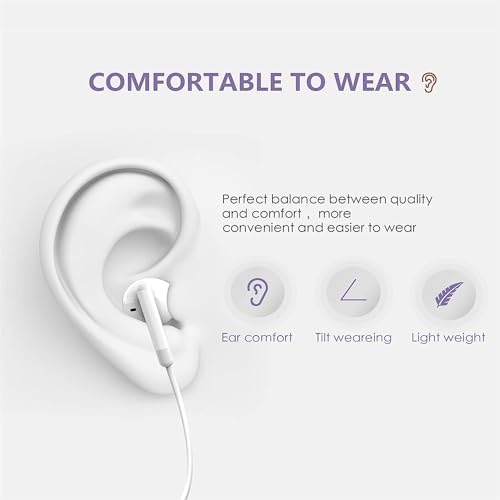 High-Quality Dual-Pack Wired Earbuds for i Phone – Lightweight Earphones with Integrated Microphone, Effortless Volume Control, and Superior Noise Reduction – Compatible with i Phone 14/13/12/11/XR/XS/X/8/7/SE/Pro/Pro Max – Ultimate Comfort and Exceptional Audio Performance for Everyday Use