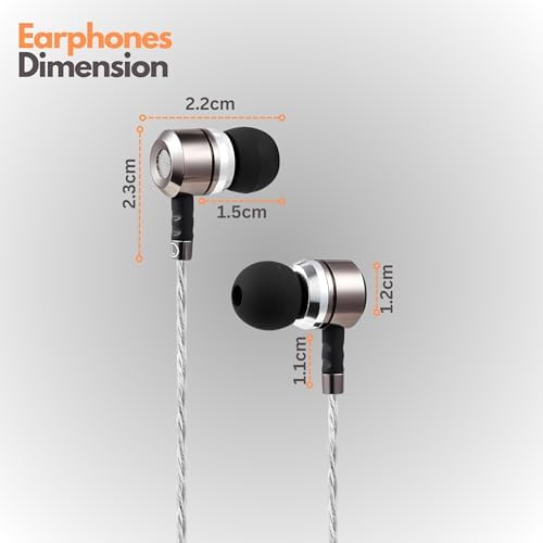 Sephia SP3060 Wired Earbuds – Premium HD Bass Sound, Lightweight Aluminum Design, Customizable Fit with S/M/L Tips, Noise Isolation, Tangle-Free 3.5 mm Cable & Protective Case – Ideal for Music Lovers and On-the-Go Listening