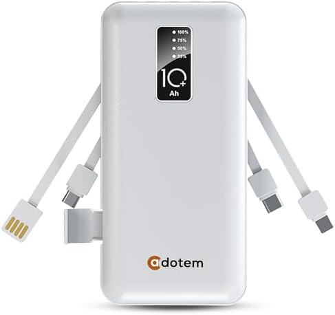 Ultra-Fast Portable Power Bank with Multi-Device Compatibility – 10000 m Ah External Battery Pack for i Phone, Google Pixel, i Pad, and Android Phones – Sleek White Design for On-the-Go Charging Solutions