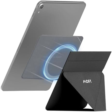 MOFT Snap Tablet Holder: Ultra-Slim Adjustable Stand for i Pad Pro & Air – Ergonomic and Foldable Design in Cool Grey for Optimal Comfort, Perfect for Productivity, Streaming, and Creative Endeavors – Versatile Portrait/Landscape Use with Enhanced Portability