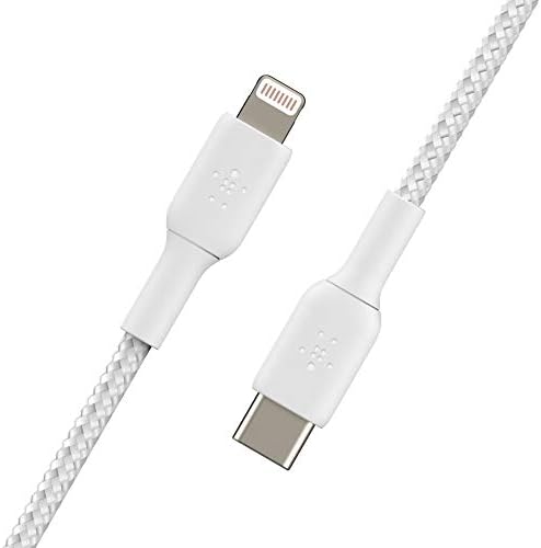 Belkin Boost Charge 6.6 ft Nylon Braided USB C to Lightning Cable – MFi Certified Fast Charging Cord for i Phone 14 & 13 – 18 W Power Delivery for Rapid Device Charging – Durable, Tangle-Free Design for Home and Office Use – Premium Quality Apple Charger Cable
