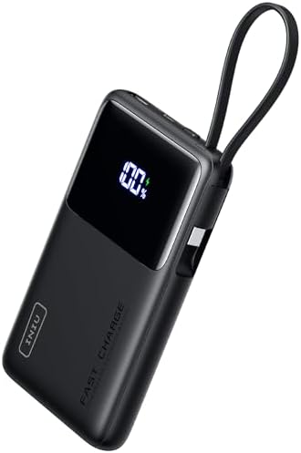 Experience Ultimate Portability with the INIU 45 W Slim 10,000 m Ah Power Bank – Built-in USB-C Cable for Fast Charging on the Go, Compatible with i Phone 16/15, Samsung S24/S23, Google Devices and More, Your Perfect Travel Companion for Uninterrupted Connectivity and Convenience
