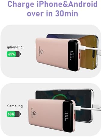 Compact 10,000 m Ah Power Bank – Fast Charging Portable Charger with Dual USB-C Compatibility for i Phone 16, Samsung, and Android Devices – Sleek Black Design for Ultimate Travel Convenience and Enhanced Device Performance