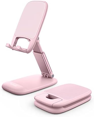 Lamicall Pink Phone Holder, Desk Accessories – Rose Gold Pink Office Cell Phone Holder, Desktop, Office Desks Accessories, Desk Decor for Women, for iPhone, 4-8” Phone – Enhanced Compatibility and Speed