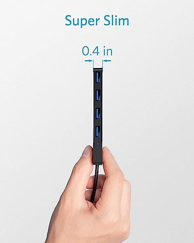 Anker Ultra-Slim 4-Port USB 3.0 Hub – Lightning-Fast 5 Gbps Data Transfer for Mac Book, i Mac, and Surface – Compact 0.7 ft Design for On-The-Go Professionals – Enhance Your Workspace with Effortless Connectivity and Seamless Device Integration