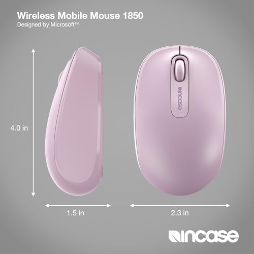 Light Orchid Incase Wireless Mobile Mouse 1850 – Microsoft-Designed, Ambidextrous Comfort, 6-Month Battery for Ultimate Portability, Nano Transceiver for Seamless Connectivity, Compatible with Mac & Windows 8/10/11 – Elevate Your Productivity and Style