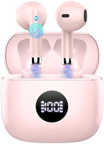 Unleash Premium Sound with Jxrev 2025 Wireless Earbuds – Advanced Bluetooth 5.4 Tech for Effortless Connectivity, Hi-Fi Stereo Audio for Unmatched Clarity, IP7 Waterproof Design for Ultimate Protection, 40-Hour Playtime for All-Day Listening, Enhanced 4-Mic Noise Cancellation for Crystal-Clear Calls, LED Battery Life Indicator for Convenience, Perfect for Active Lifestyles and Daily Use