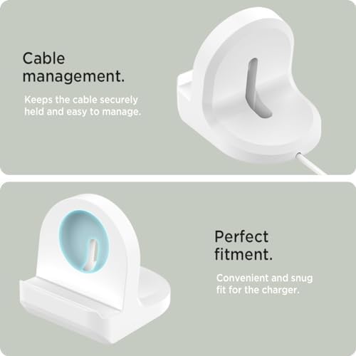 Elevate Your Charging Routine with Miimall’s Premium Non-Slip Silicone Dock for Google Pixel Watch 2 – Ingenious Cable Management, Quick-Power Solution, and Stylish Design for Effortless Access and Enhanced Aesthetics (White)