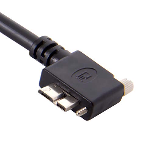 Chenyang 90-Degree Micro USB 3.0 Cable – Type A Male to Micro B Male, 3 M High-Speed Connector for Industrial Cameras & Devices, Enhanced Durability with Mount Panel Screws, Perfect for Tight Spaces and Optimal Cable Management
