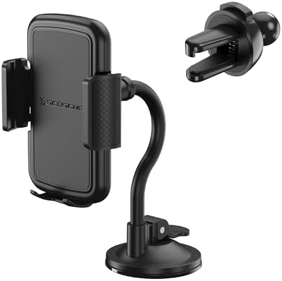 Scosche UH2WDEXCLN Universal Hands Free Phone Mount for Car Windshield/Dashboard, Suction Cup Cell Phone Holder with 360° Rotation, Includes Screen Cleaner, Stand Compatible with iPhone and Android – Enhanced Compatibility and Speed